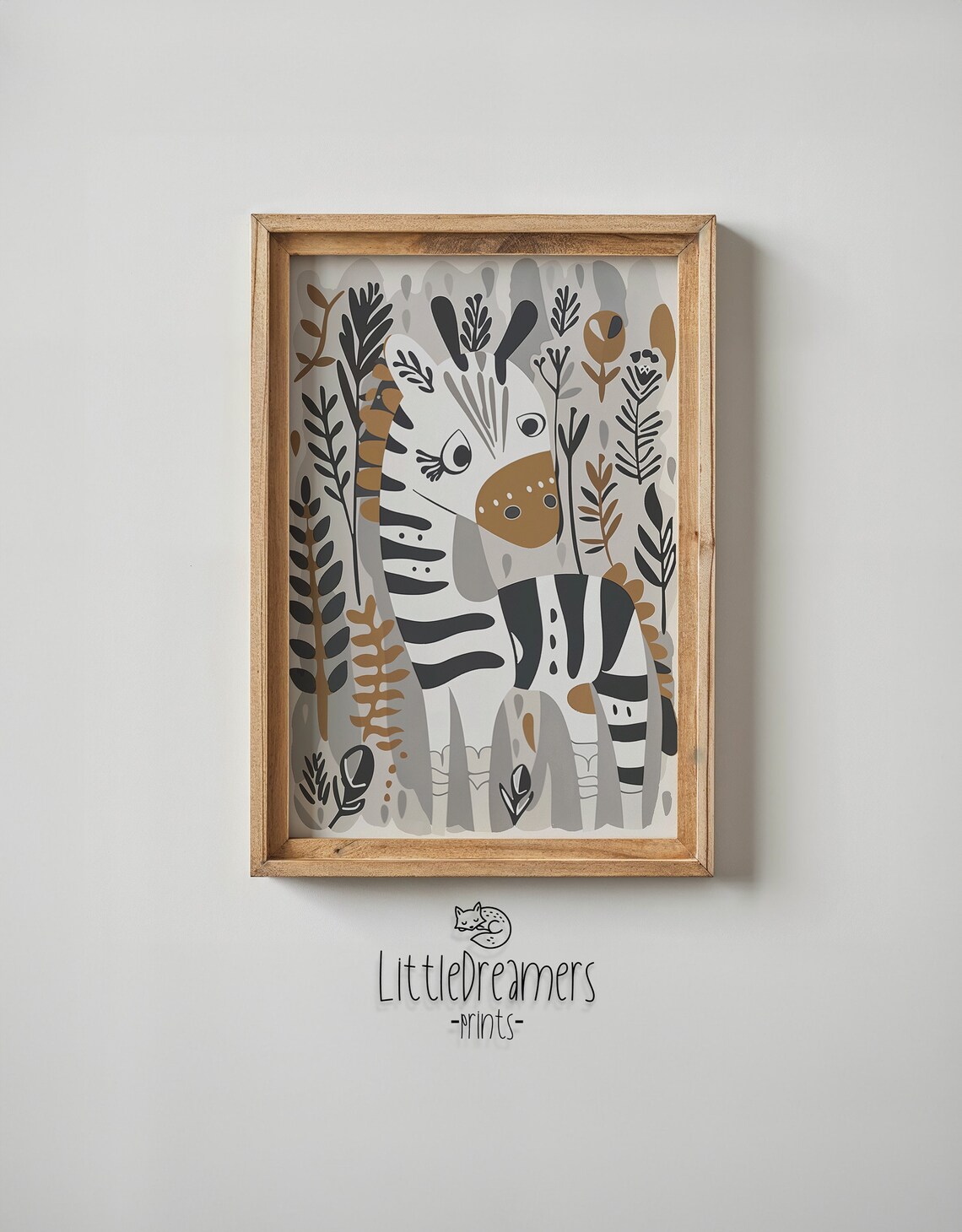 Zebra Safari Nursery Poster Neutral Tones Botanical Jungle Kids Print - Image 6