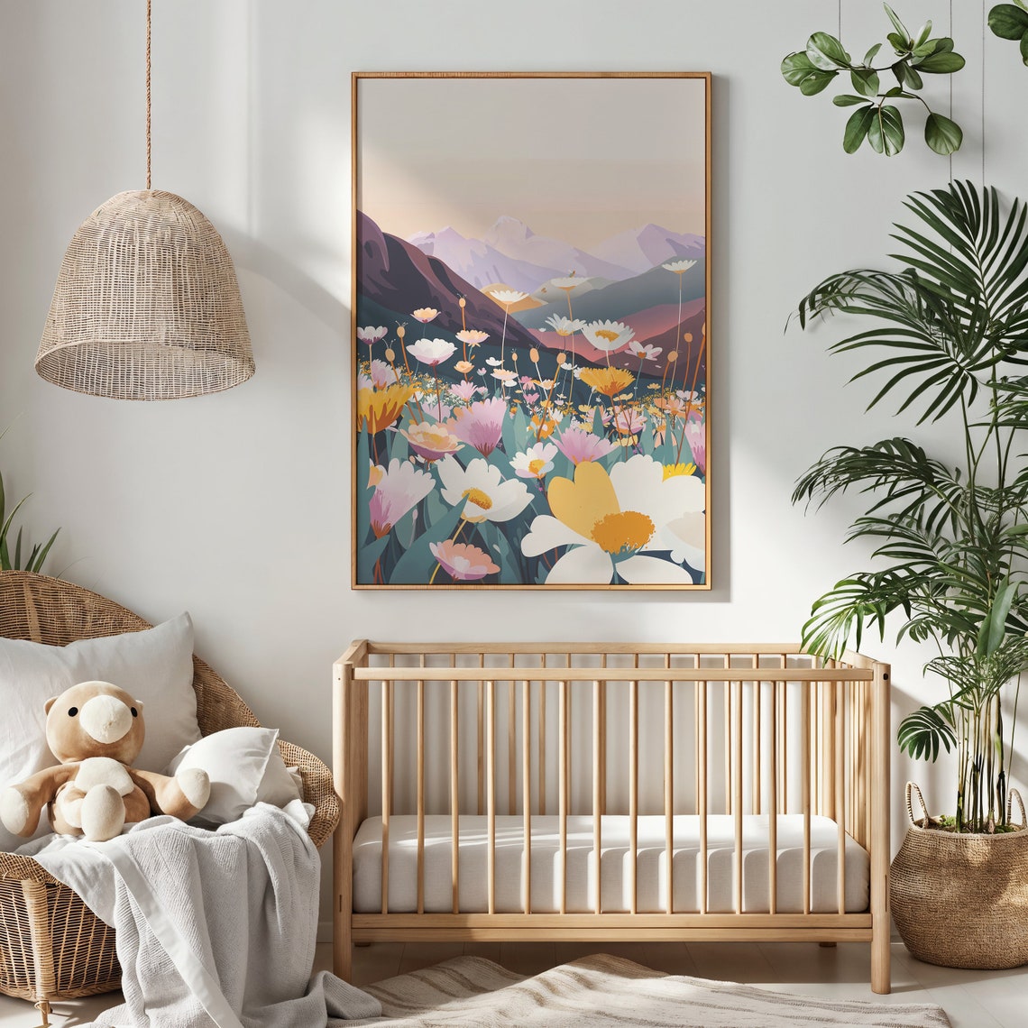 Wildflower Mountain Meadow Sunset Daisy Field Nature Wall Poster - Image 3