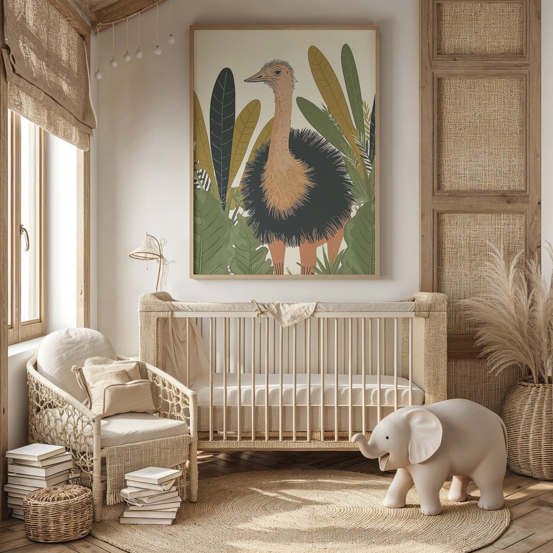 Stylized Emu Among Tropical Leaves Australian Wildlife Poster - Image 4