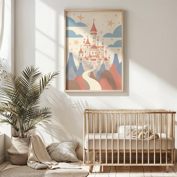 Fairytale Castle Nursery Wall Art Kids Fantasy Poster Enchanted Castle Decor Storybook Theme Print Childrens Room Decor Gift
