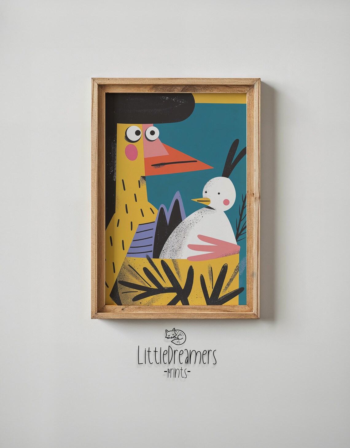Quirky Yellow Bird Long Orange Beak Bold Pop Art Kids Room Poster - Image 5