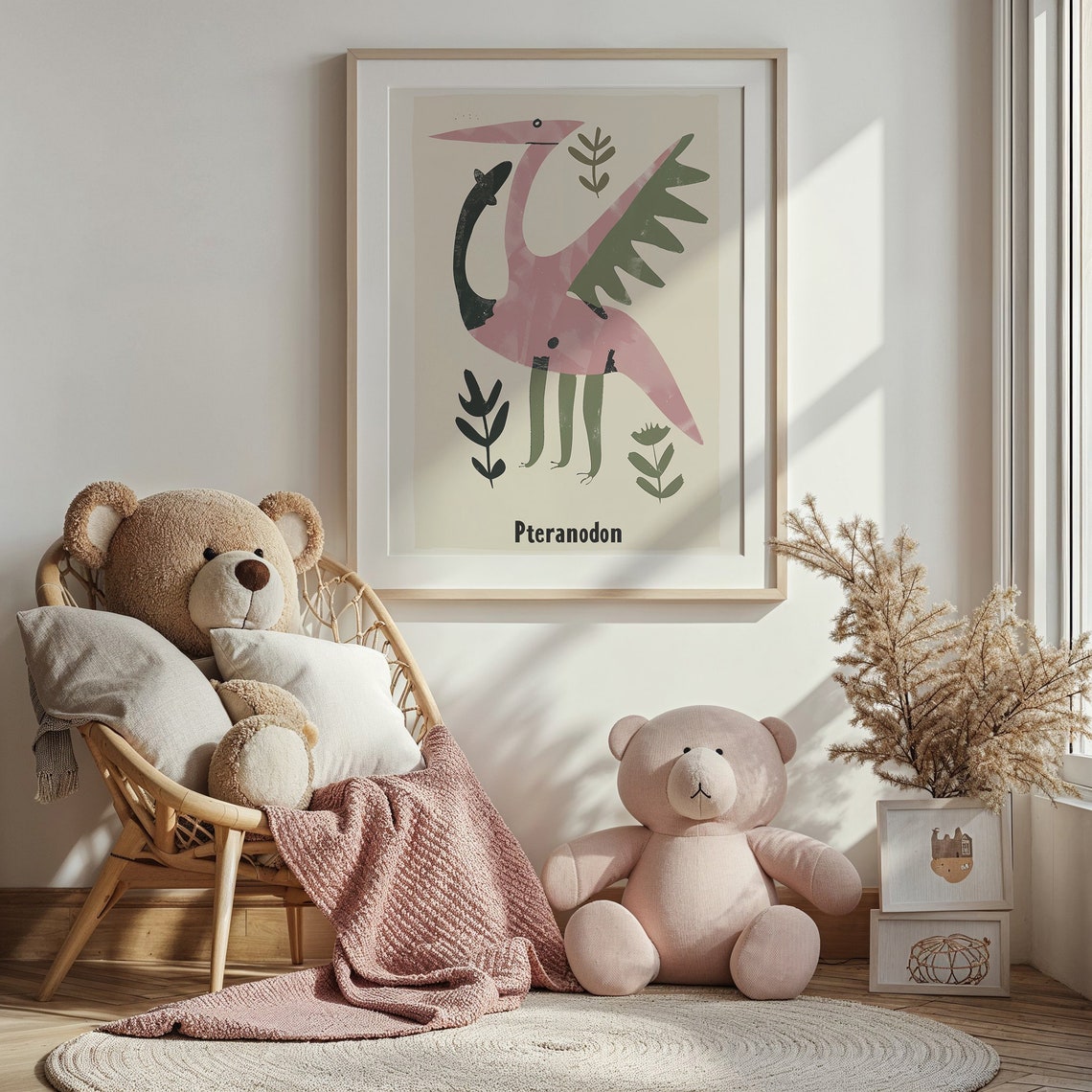 Pteranodon Flying Reptile Pink Green Educational Nursery Poster - Image 4
