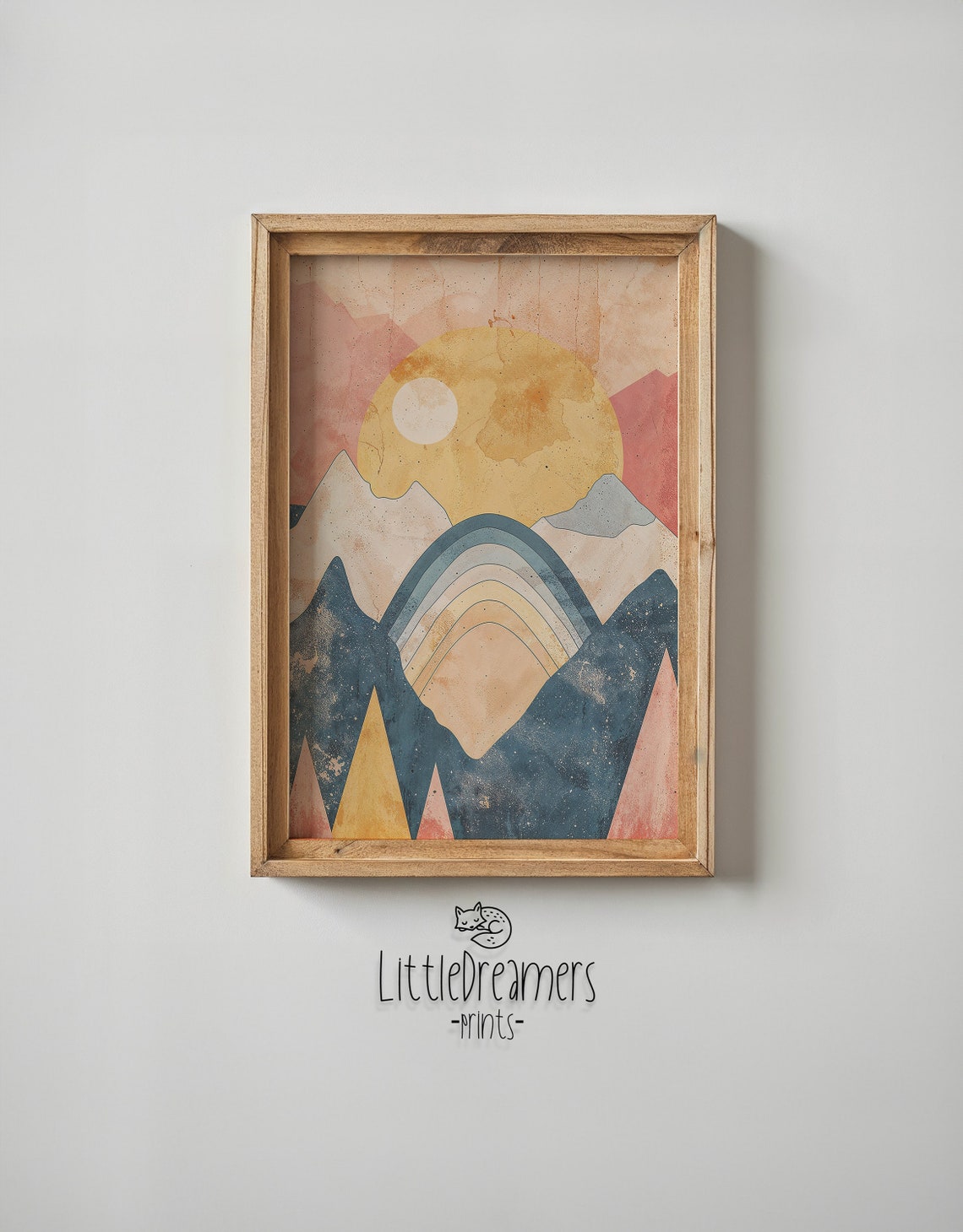 Geometric Mountain Sunrise Abstract Rainbow Modern Boho Nursery Poster - Image 5