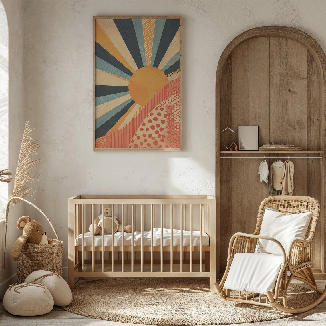 Abstract Sunburst Sunrise Art Print, Nursery Decor - Image 3