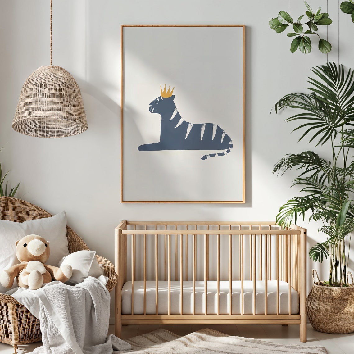 Royal Navy Tiger Gold Crown Lying Down Minimalist Kids Wall Poster - Image 2