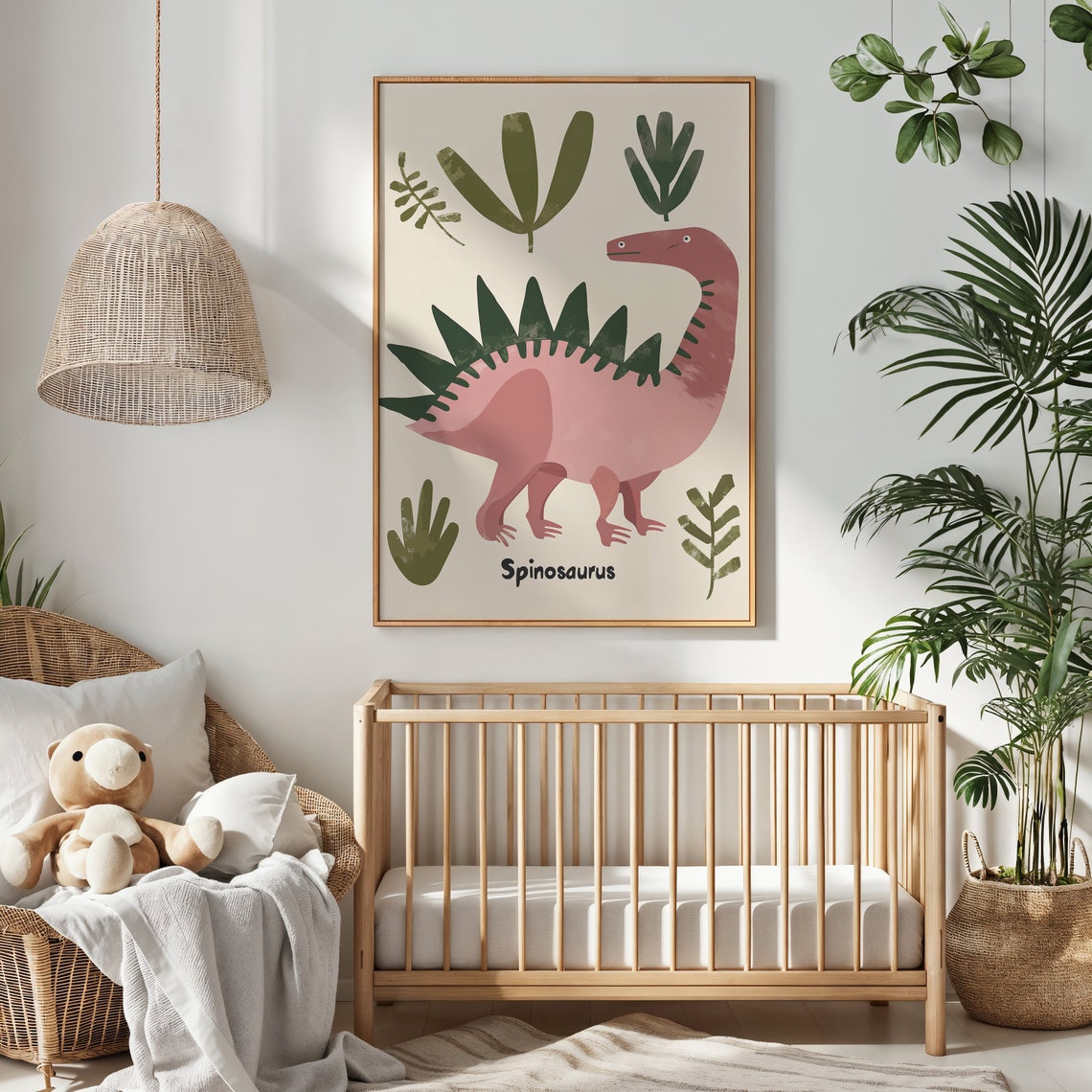 Spinosaurus Sail Backed Pink Dinosaur Educational Nursery Poster - Image 4