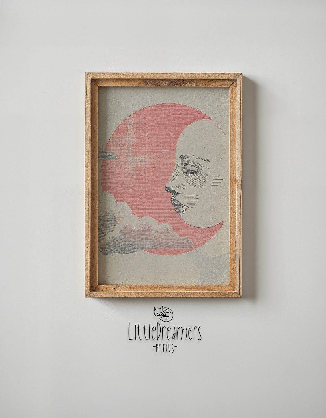 Moon And Clouds Abstract Print Nursery Wall Art Kids Bedroom Celestial Decor Vintage Style Moon Face Poster Gift - Image 6