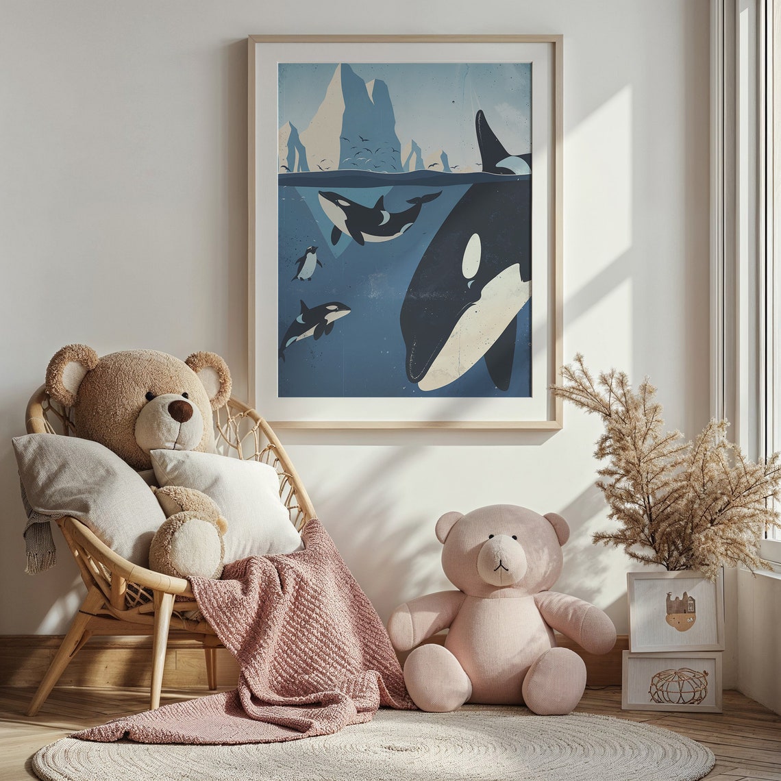 Orcas Penguins Underwater Icebergs Arctic Ocean Split View Poster - Image 4