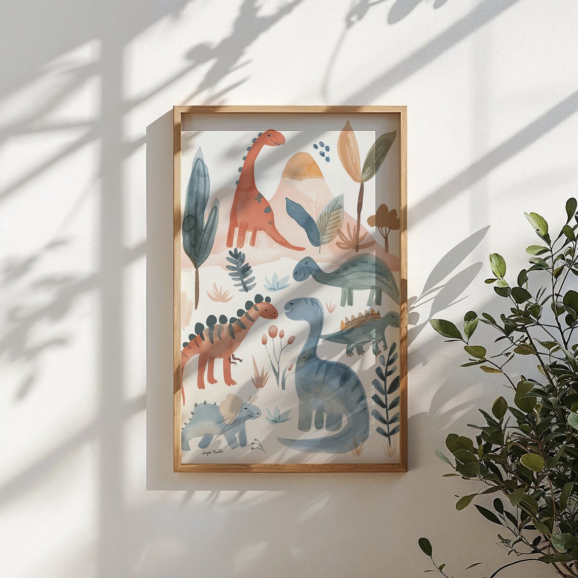 Watercolor Dinosaurs Nursery Poster Print for Playroom - Image 5