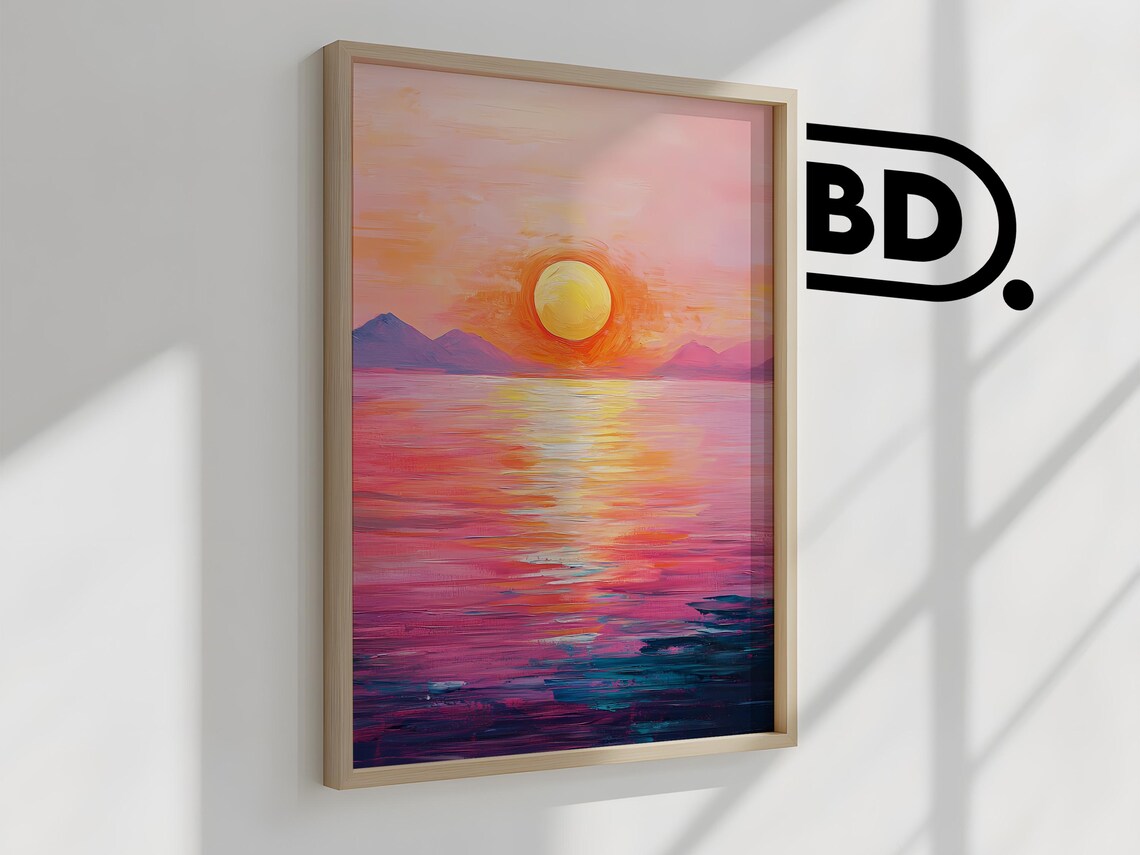 Abstract Modern Sunset Landscape, Coastal Decor - Image 2