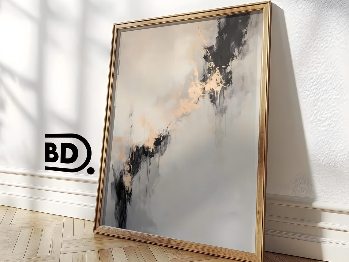 Modern Abstract Square Wall Art Neutral Beige Print Large Japandi Style Decor Minimalist Brush Strokes Artwork - Image 3