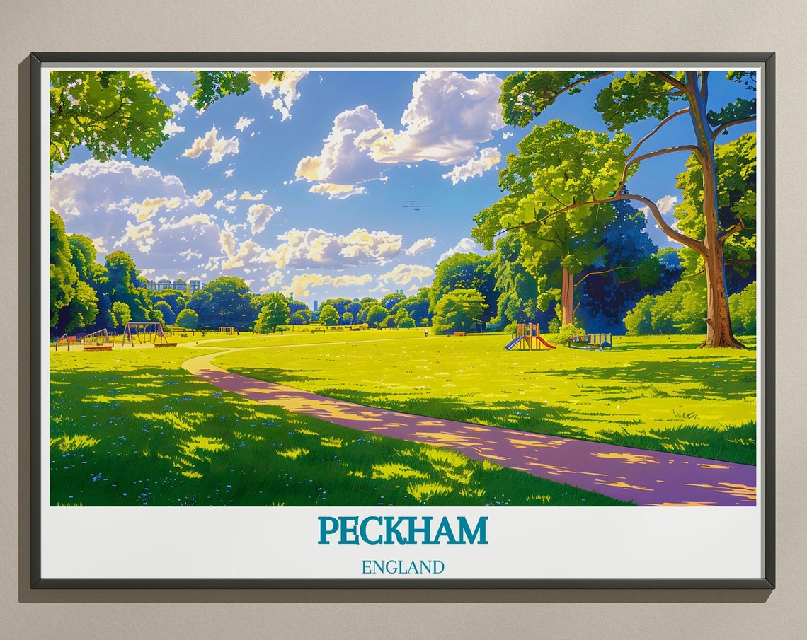 Peckham Rye Park London Sunlit Green Meadow Walking Path Poster