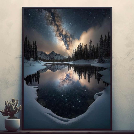Snowy Lake Beautiful Nature Posters Prints Wall Art Modern Home Room Bar Decor Painting Unframed
