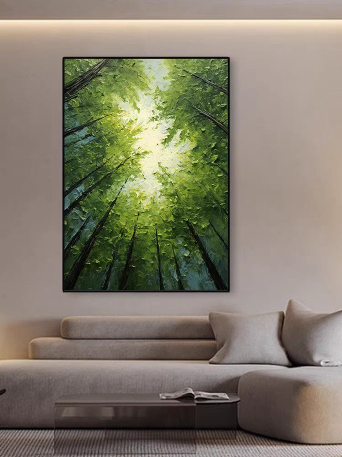 Sunlit Green Forest Canopy Looking Up Through Treetops Poster - Image 3