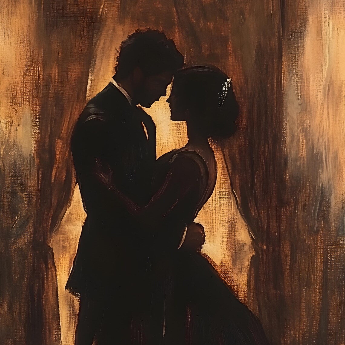 Silhouetted Couple Dancing in a Candlelit Grand Ballroom Poster - Image 3
