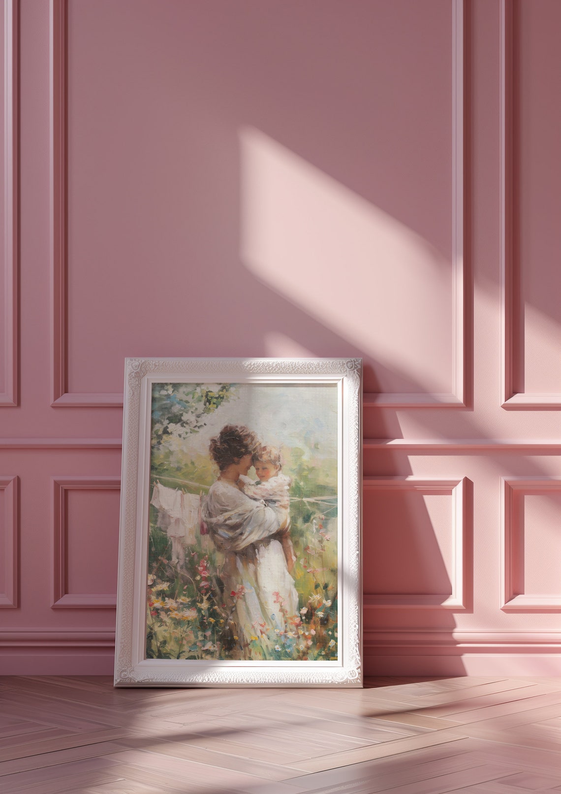 Motherhood Painting Print Cottagecore Mother And Child Painting Vintage Motherhood Art Print Cottagecore Laundry Room Wall Art - Image 2