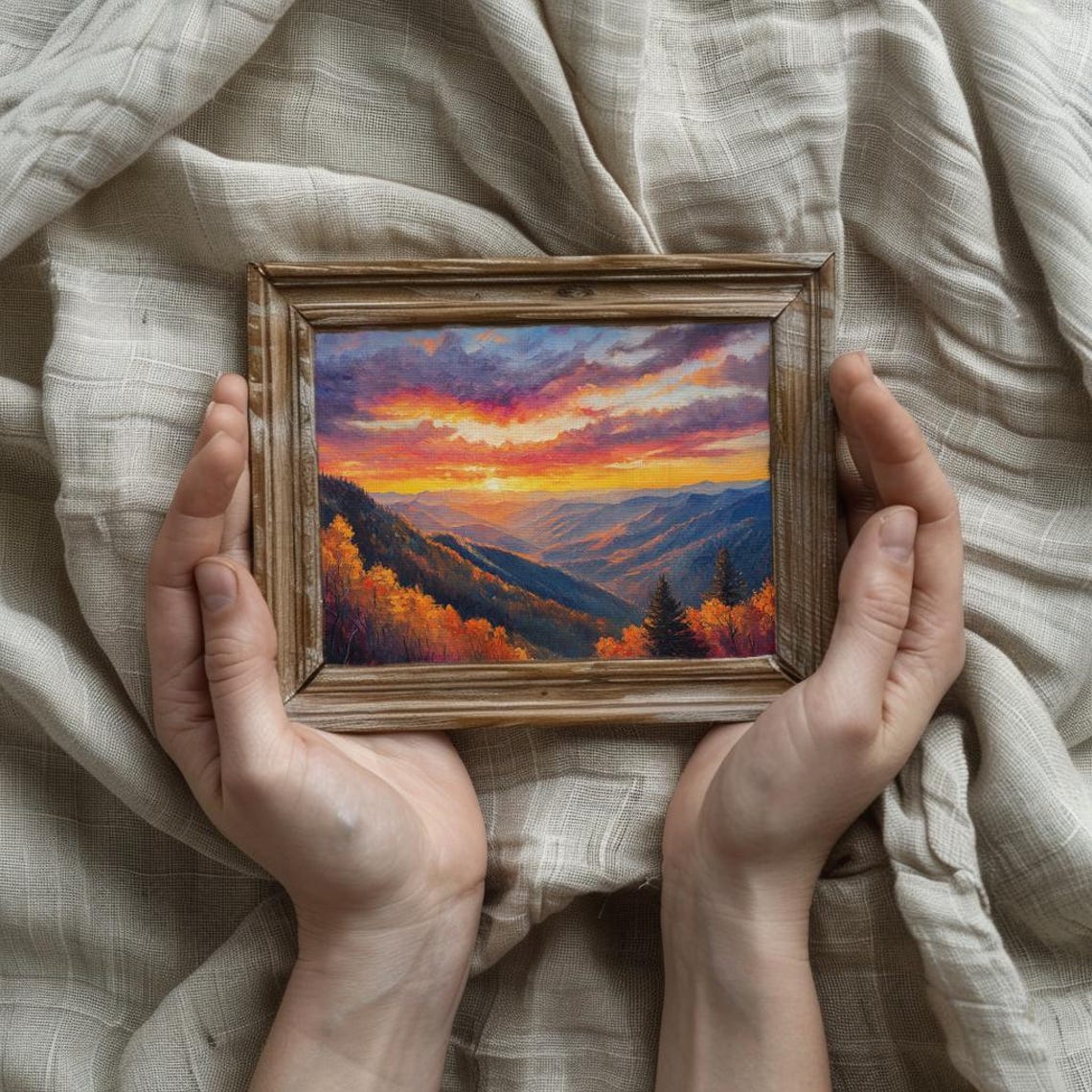 Smoky Mountain Sunset Over Rolling Autumn Valleys Landscape Poster - Image 3