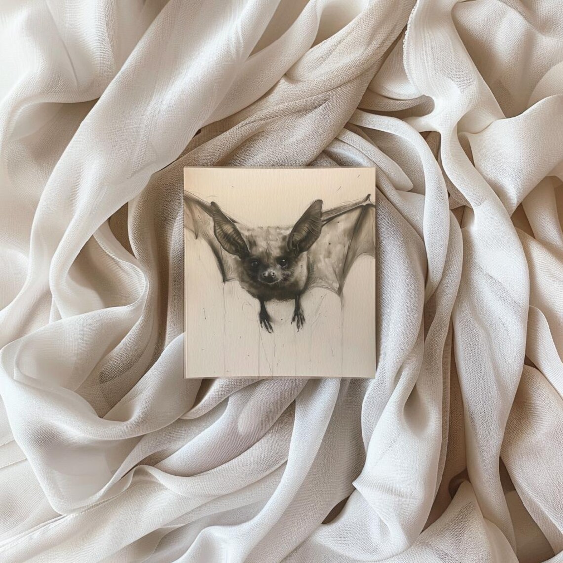 Vintage Bat Illustration Sketch Dark Academia Gothic Animal Art Poster - Image 3