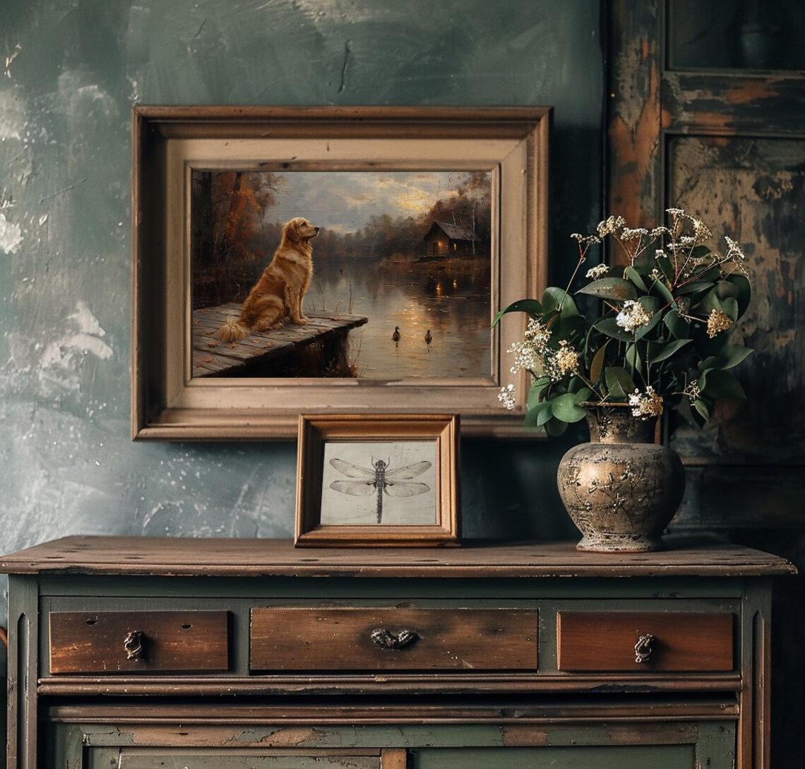 Golden Retriever Art Print, Cabin Hunting Decor - Image 3