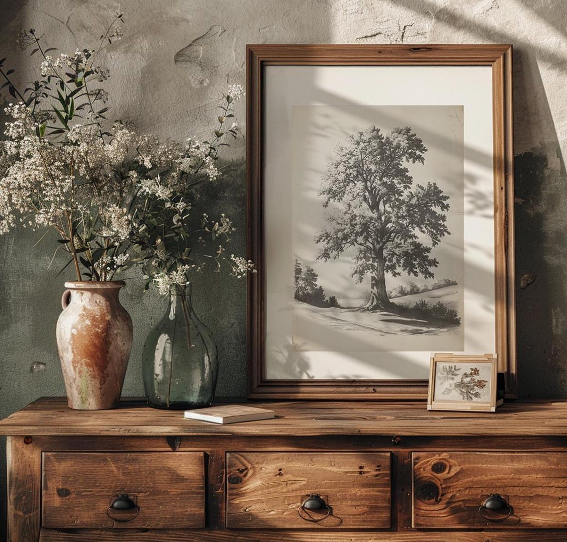 Majestic Oak Tree Classic Vintage Botanical Engraving Poster - Image 4