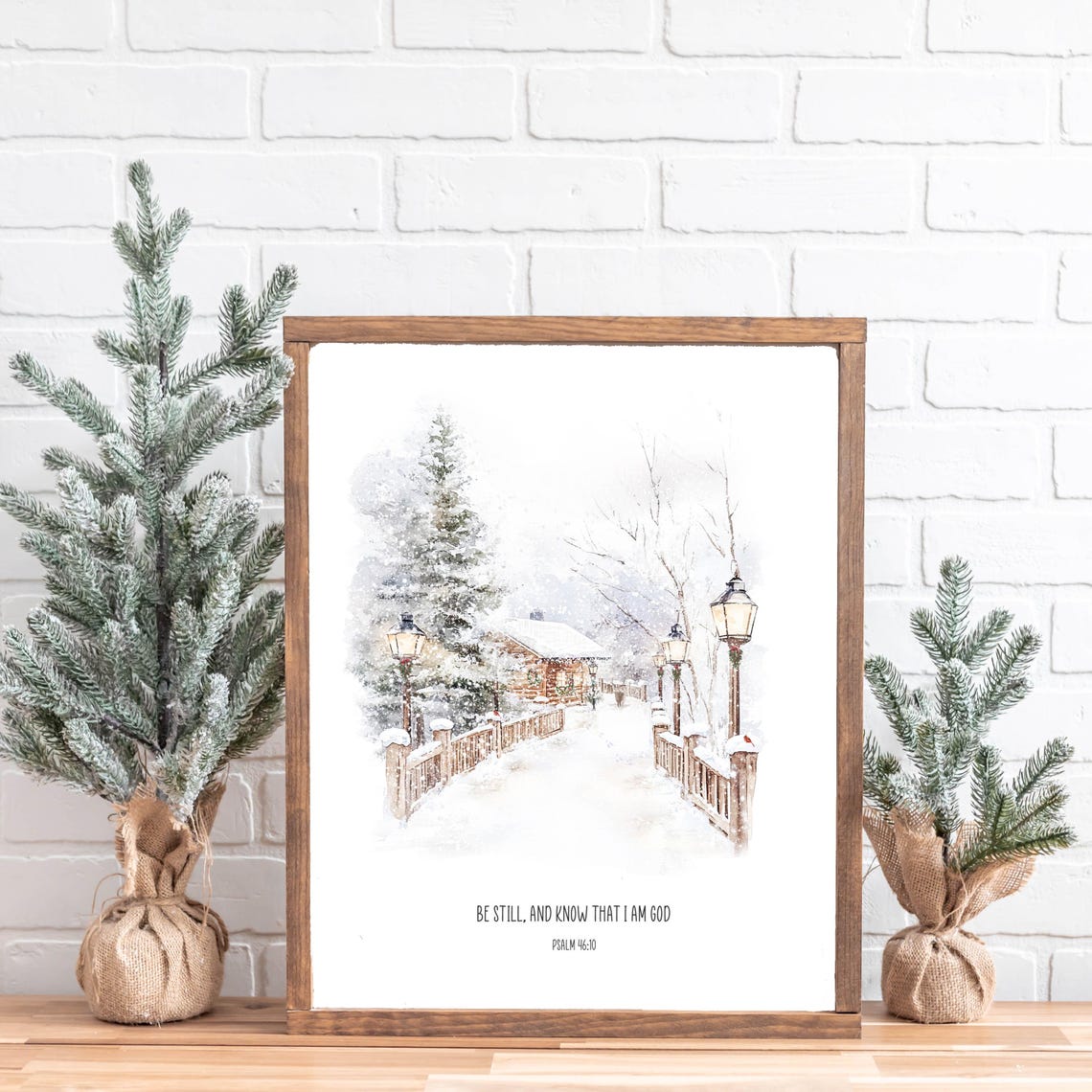 Be Still and Know That I Am God Psalm 46:10 Winter Scene Wall Poster - Image 3
