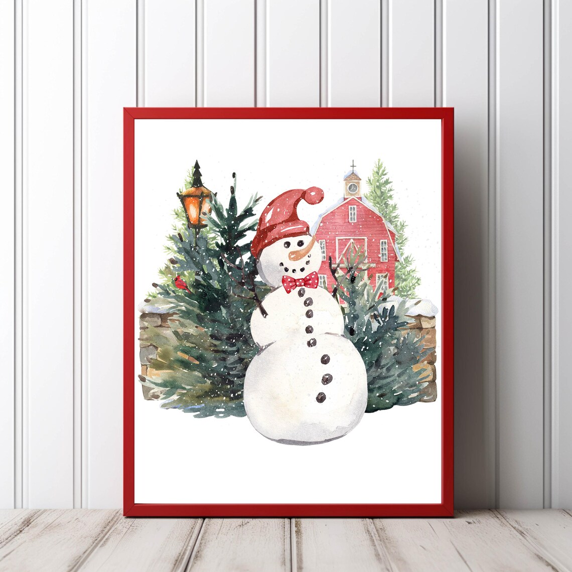 Winter Snowman Wall Art Woodland Snowman Sign 5x7 8x10 85x11 11x14 16x20 Seasonal Watercolor Decor Diy Home Decor - Image 9