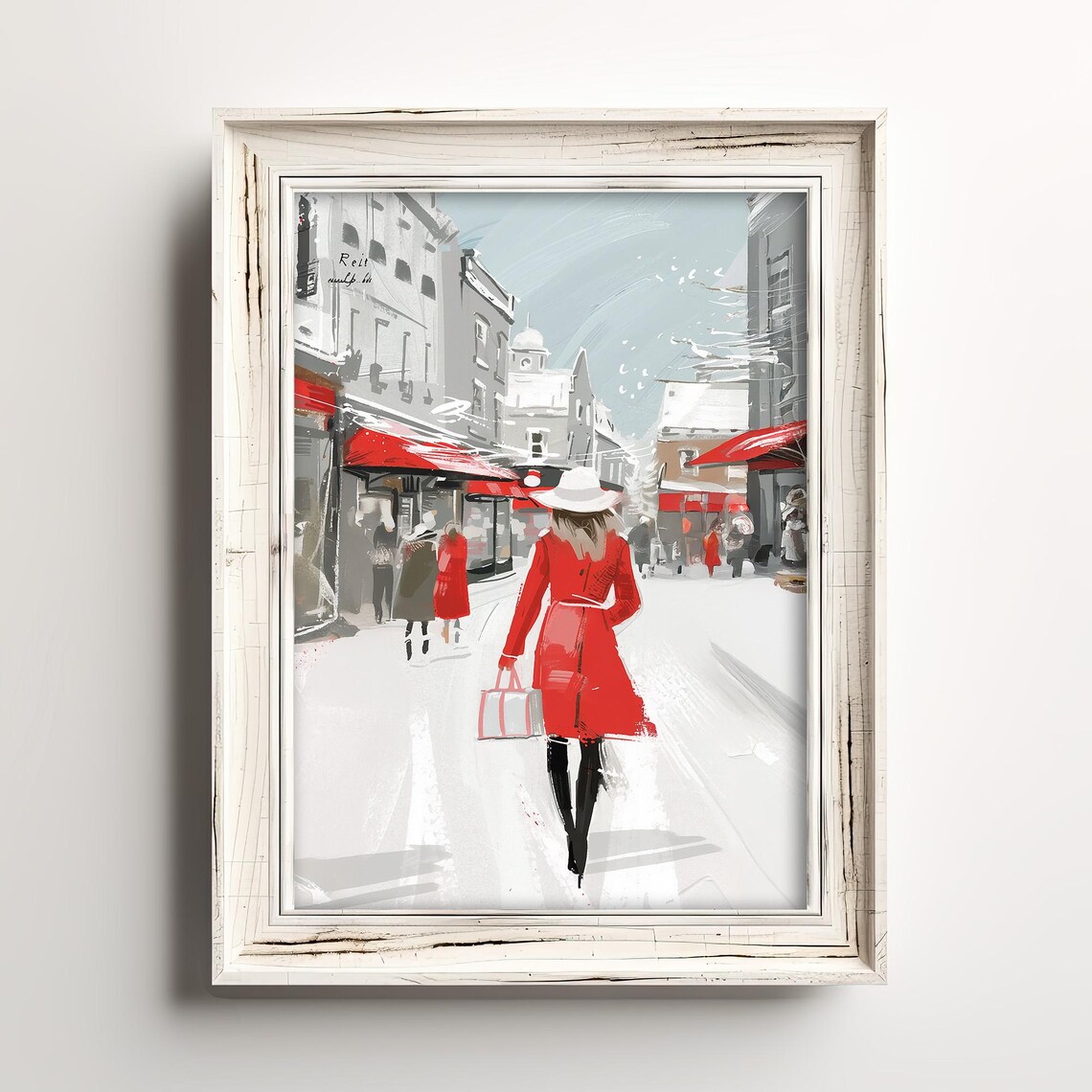 Glamourous Winters Walk, Winter Holiday Art Print