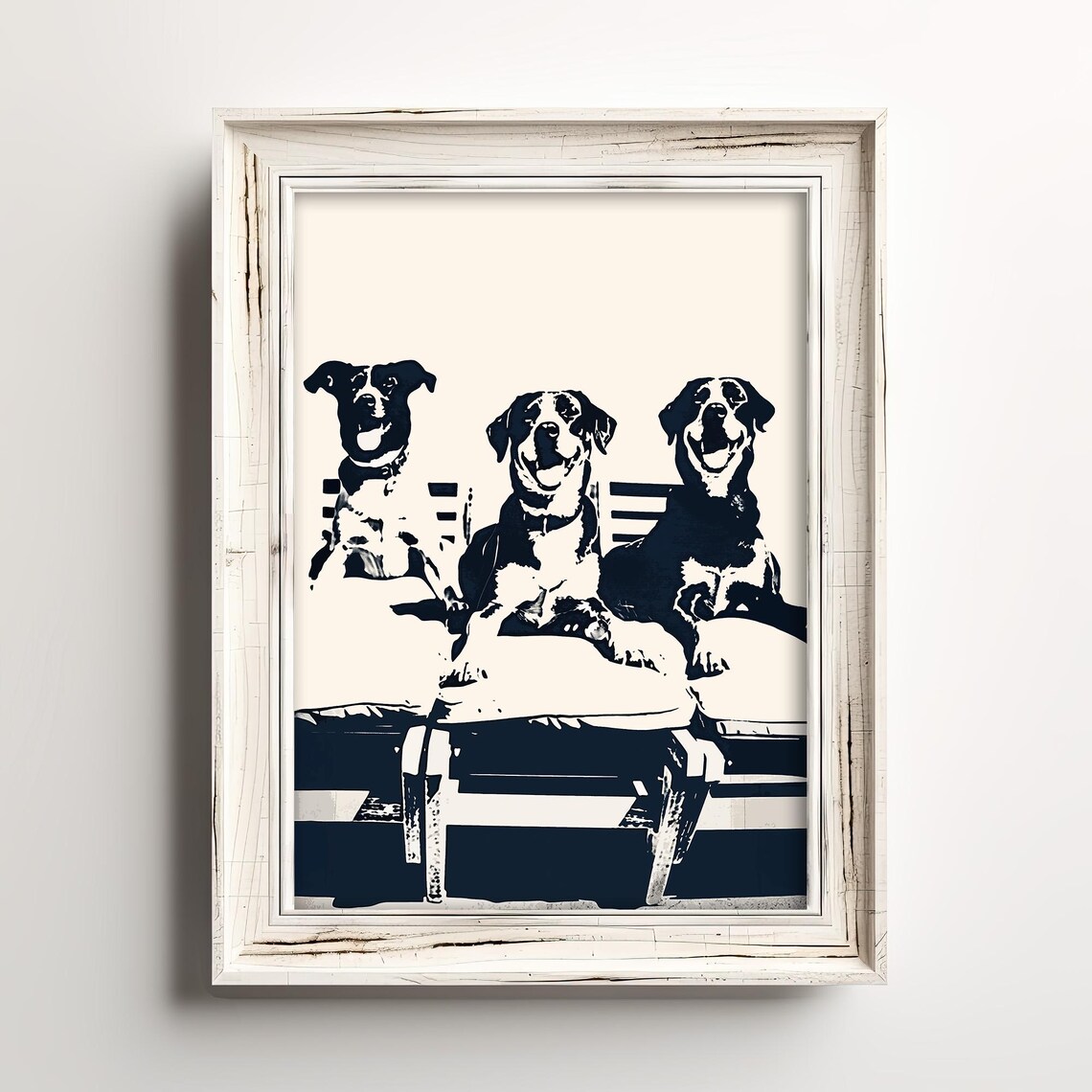 Retro Lounging Dogs Paradise Dog Art Print
