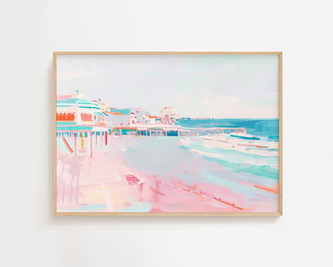 Coney Island Vintage Coastal Abstract Art Print