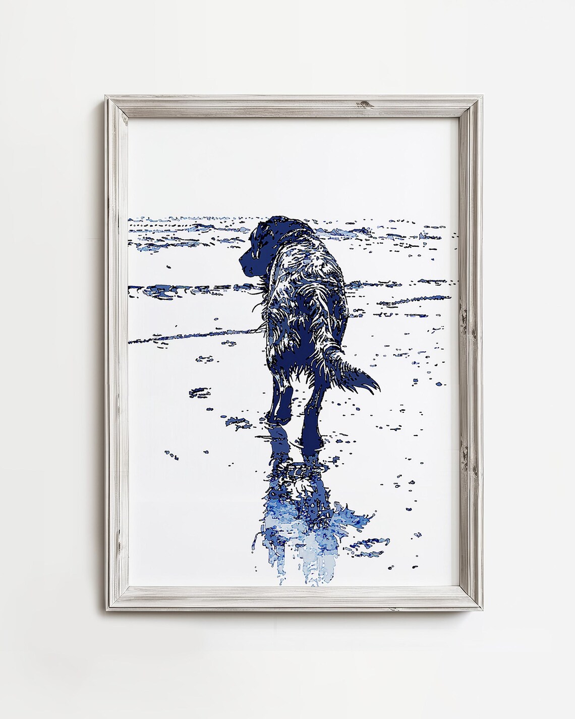 Golden Retriever Beach Walk Coastal Dog Art Print