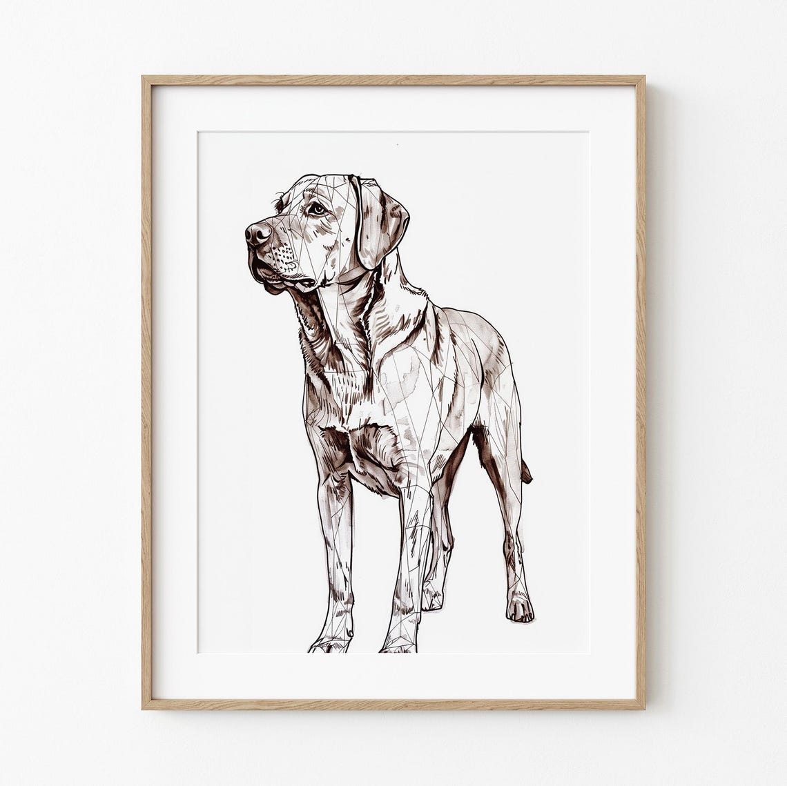 Brown Labrador Dog Illustration Sketch Minimalist Art Lovers Print Autumn Season Wall Decor Dark