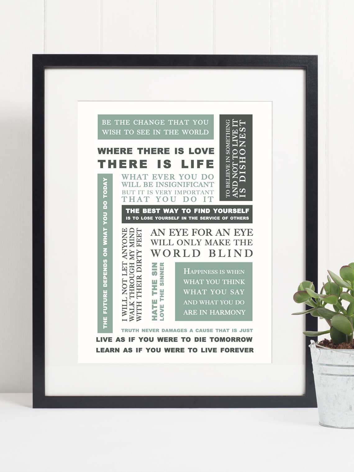 Mahatma Gandhi Famous Quotes Collage Typography Quote Poster