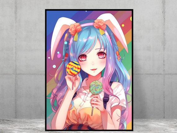 Anime Camera Girl Print Art Teen Room Games Poster Wall