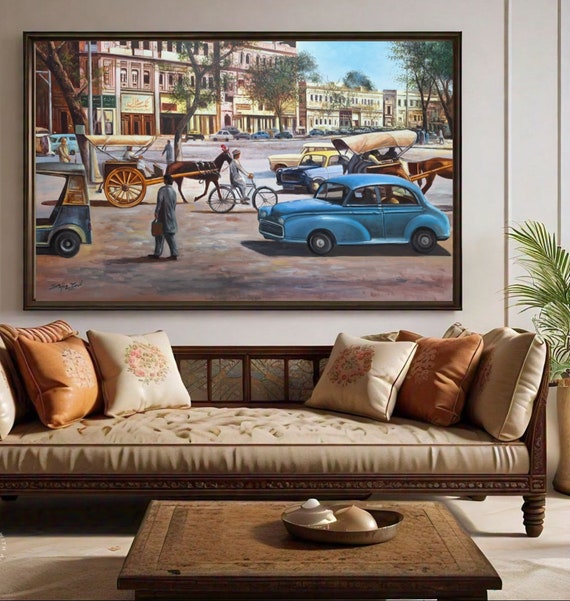 Old Lahore Indian Art Oil Painting Pakistani Art Painting Indian Decor Original Art For Home