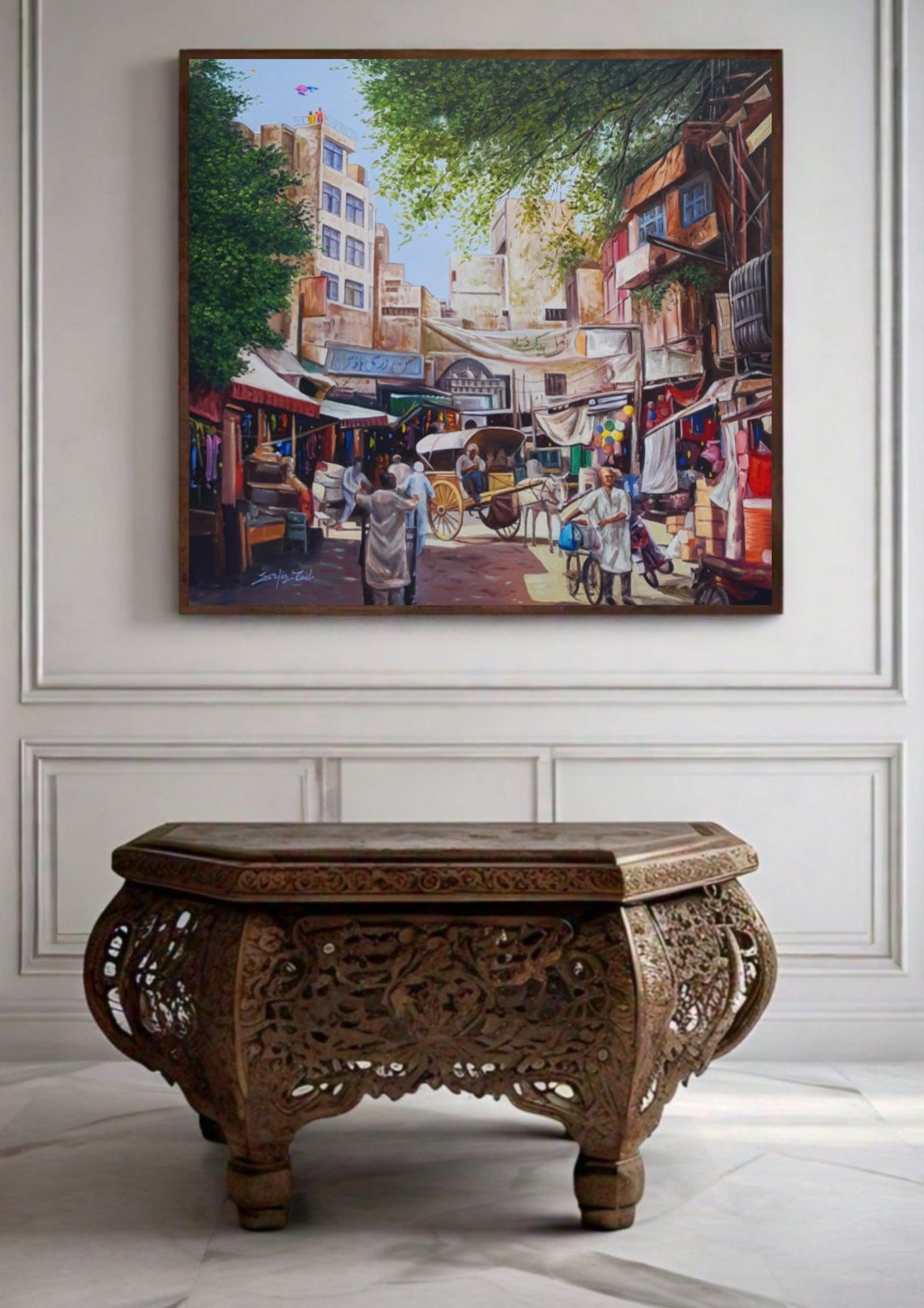 Indian Wall Art Indian Oil Painting Pakistani Art Original Painting Asian Wall Art Colorful Painting Desi Art Painting