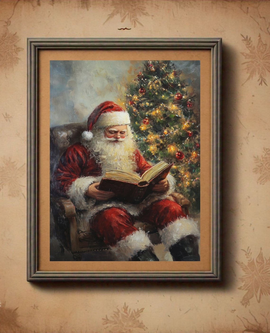 Vintage Santa Print, Rustic Christmas Holiday Art - Image 2