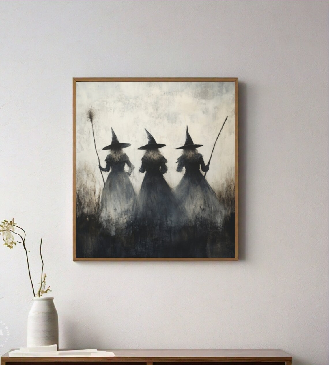Witchy Halloween Decor Vintage Rustic Witch Poster - Image 2