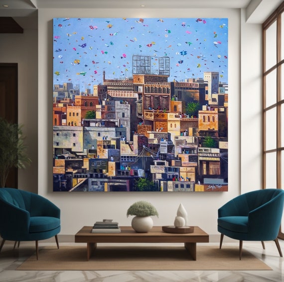 Basant Indian Art Oil Painting Pakistani Art Original Artwork Indian Decor Large Art Painting For Home Decor