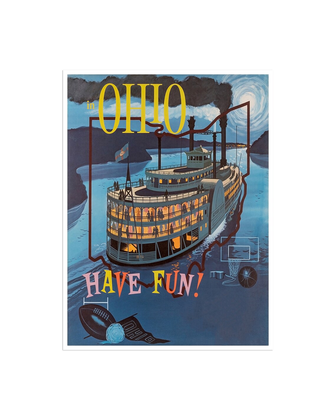 Ohio Travel Poster, Abstract Modern Art Print