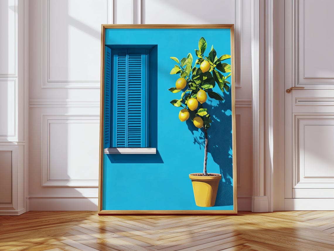 Amalfi Coast Lemon Tree Print Mediterranean Kitchen Decor