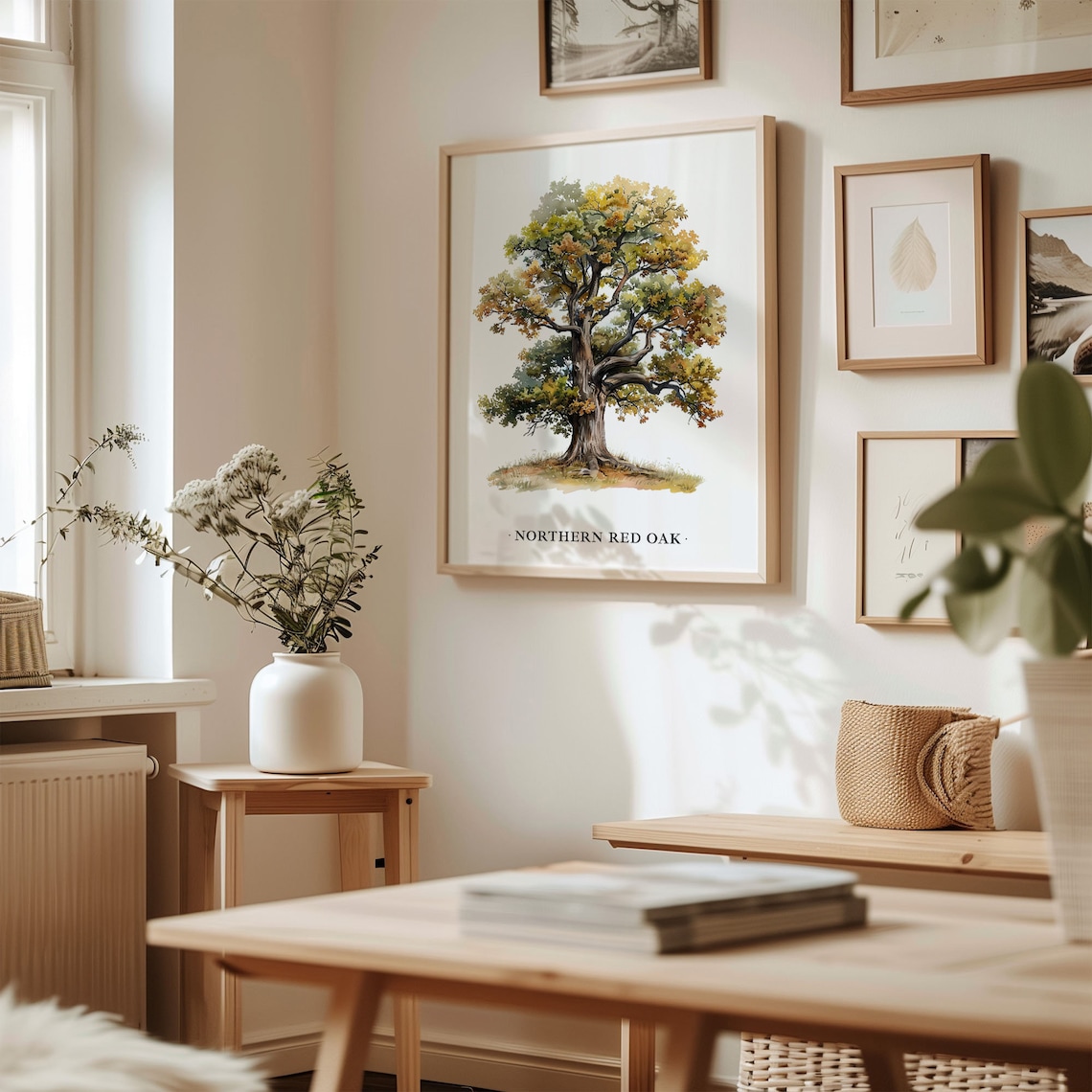 Northern Red Oak Tree Art Print, Botanical Decor - Image 2