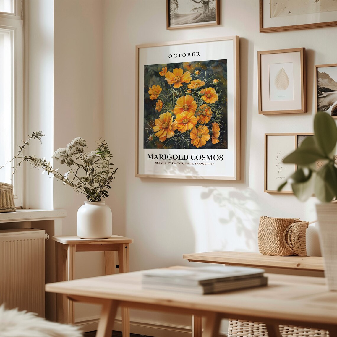October Flower Market Marigold Cosmos Art Print - Image 2