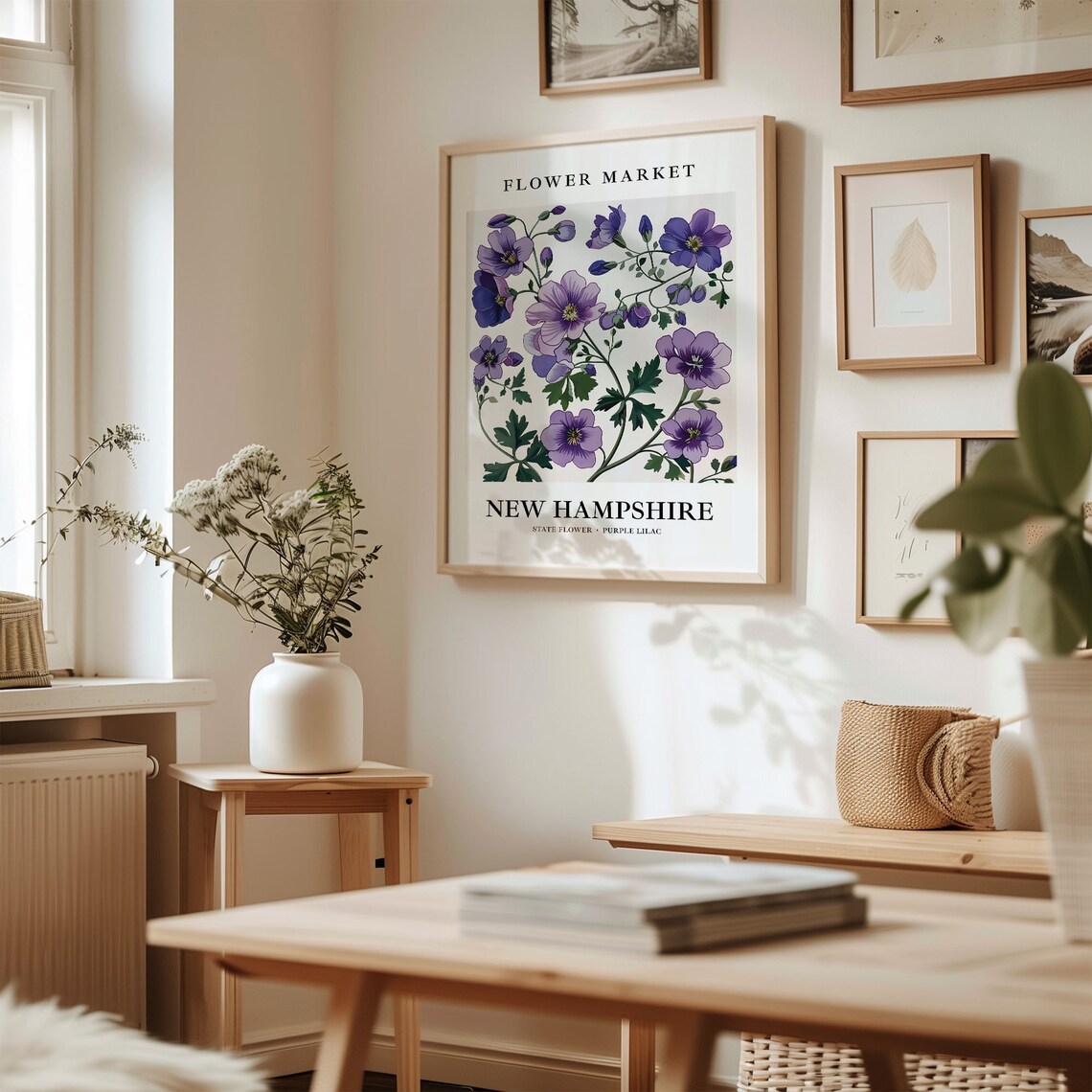 New Hampshire State Flower Art Print, 1960s Lilac - Image 2