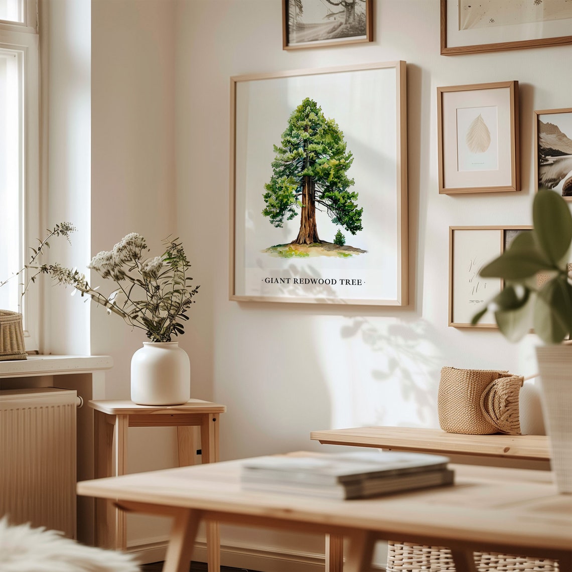 Giant Redwood Tree Watercolor Forest Botanical Wall Decor Poster - Image 2