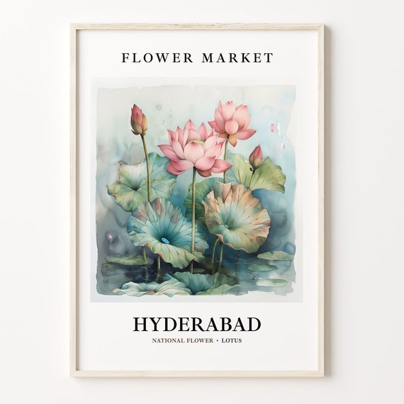Hyderabad India Flower Market Botanical Art Print