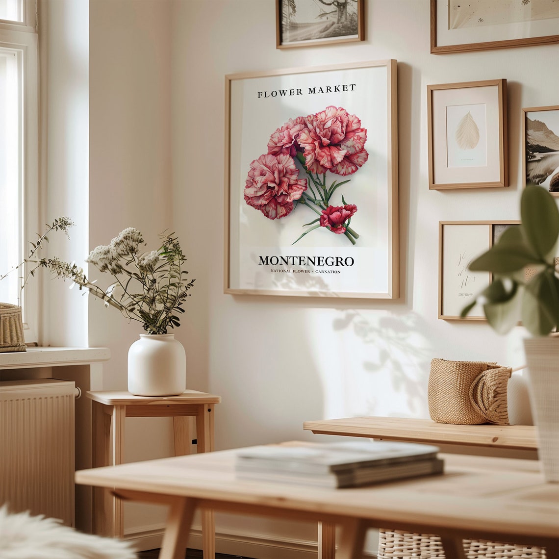 Montenegro Carnation Flower Market National Flower Art Poster - Image 2