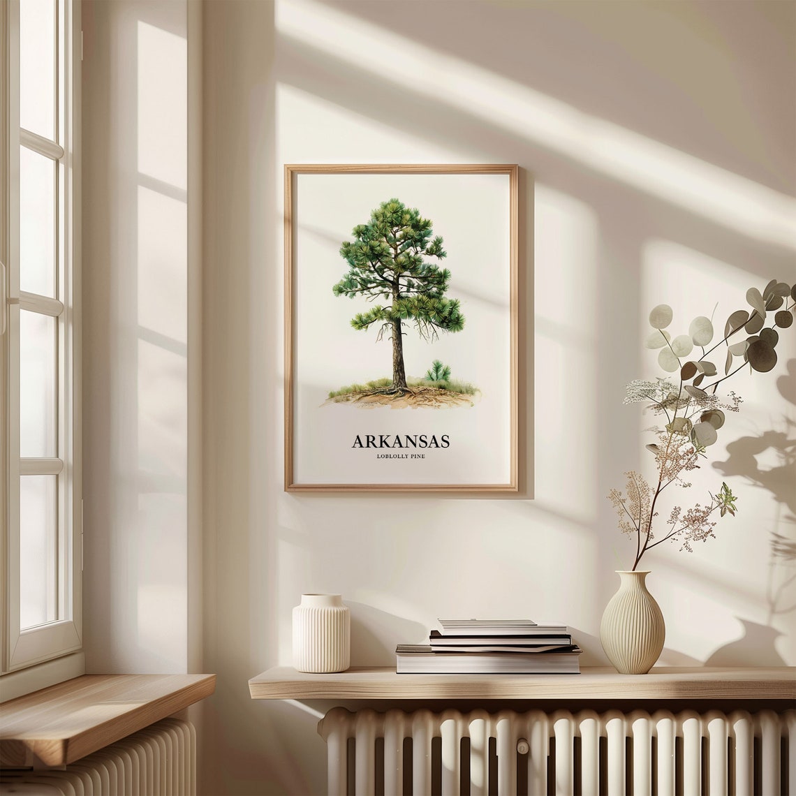 Tall Arkansas Loblolly Pine Watercolor Tree Illustration Poster - Image 3