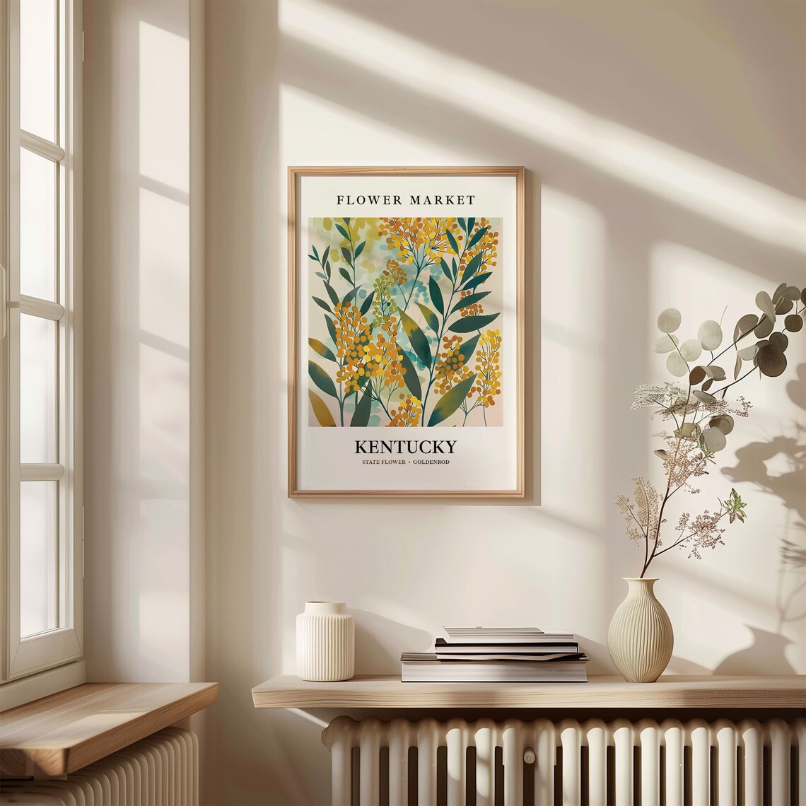 Kentucky State Flower Goldenrod, Neutral Botanical Art Print - Image 3