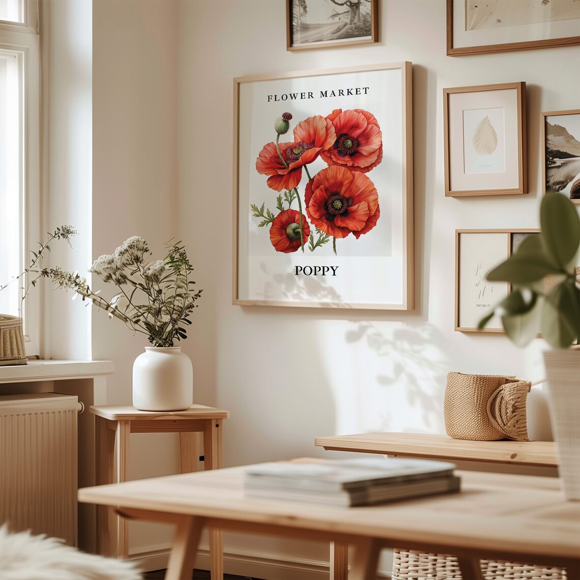 Poppy Flower Market Art Print, Botanical Pastel - Image 2