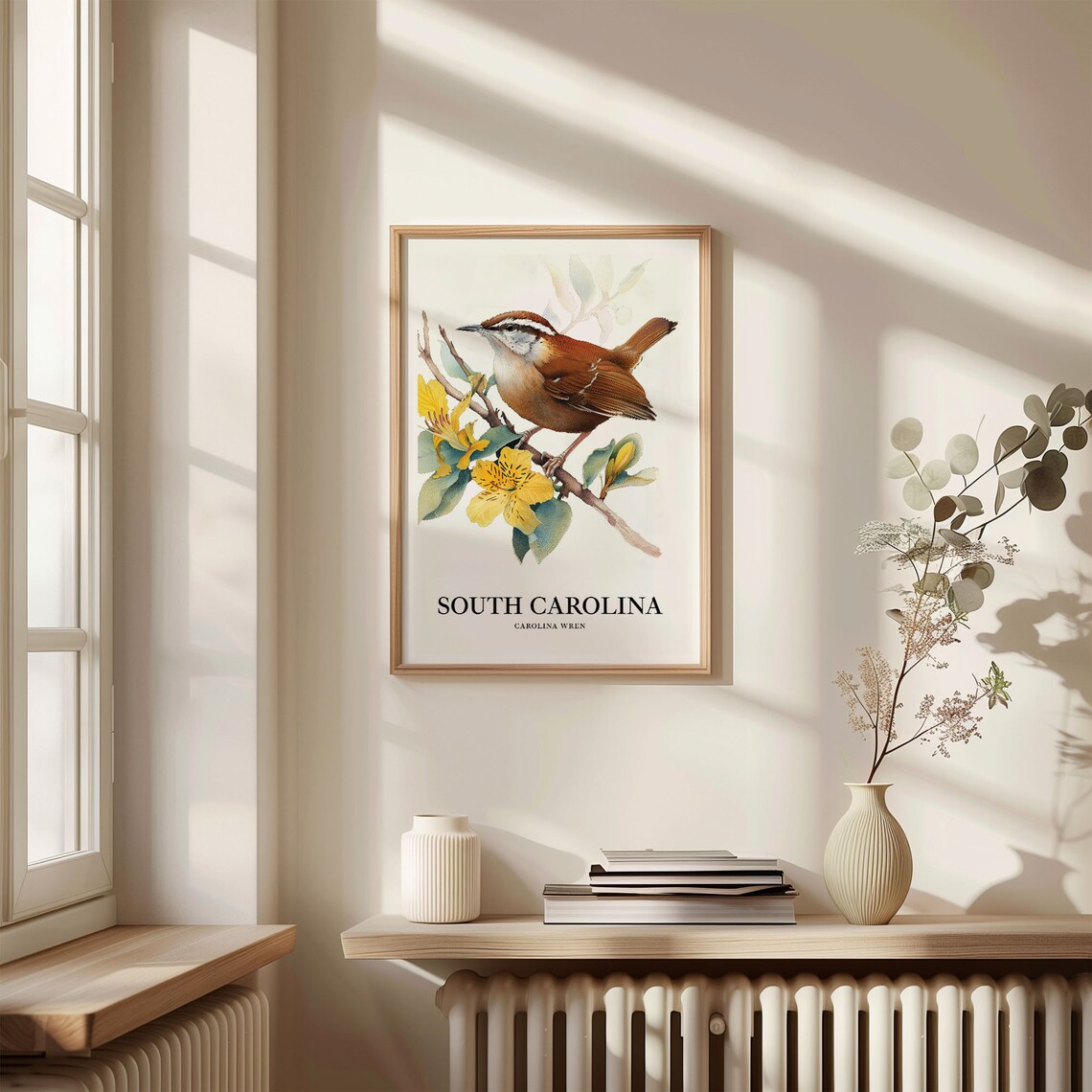 South Carolina State Bird Flower Art Print - Image 3